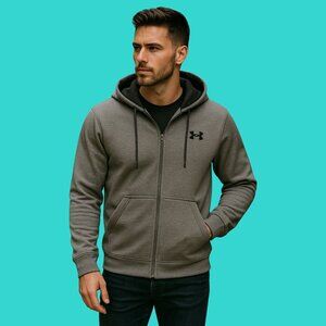 🔥 Under Armour XL Zip-Up Hoodie – Textured Grey Performance Fit
